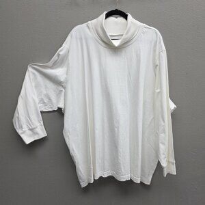 Only Necessities Shirt Womens 5X White Long Sleeve Cowl Neck Pullover Top Cotton